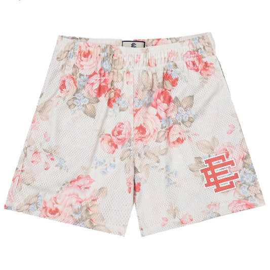 EE Shorts Red on White Roses